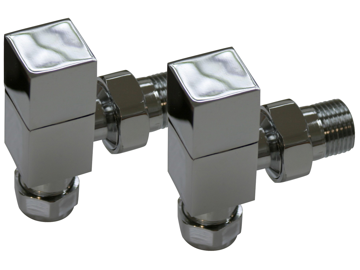 Square Head 15mm Angled Towel Warmer Valves