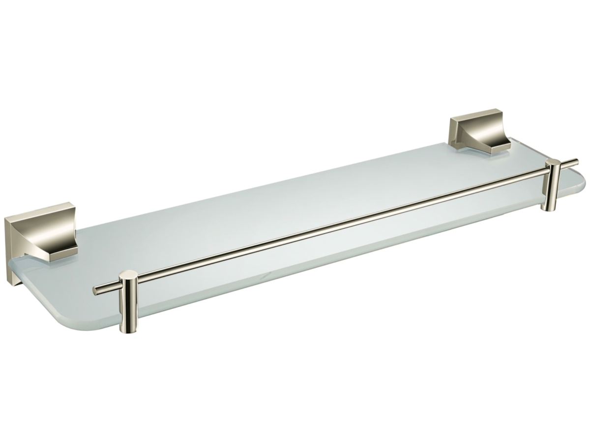 Heritage Chancery 450mm Single Glass Shelf With Vintage Gold Brackets