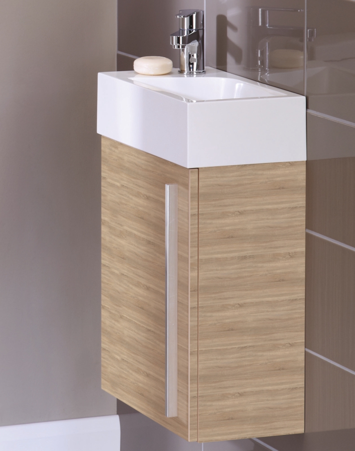Noble Modular Natural Oak 400mm Wall Hung Cloakroom Basin Unit