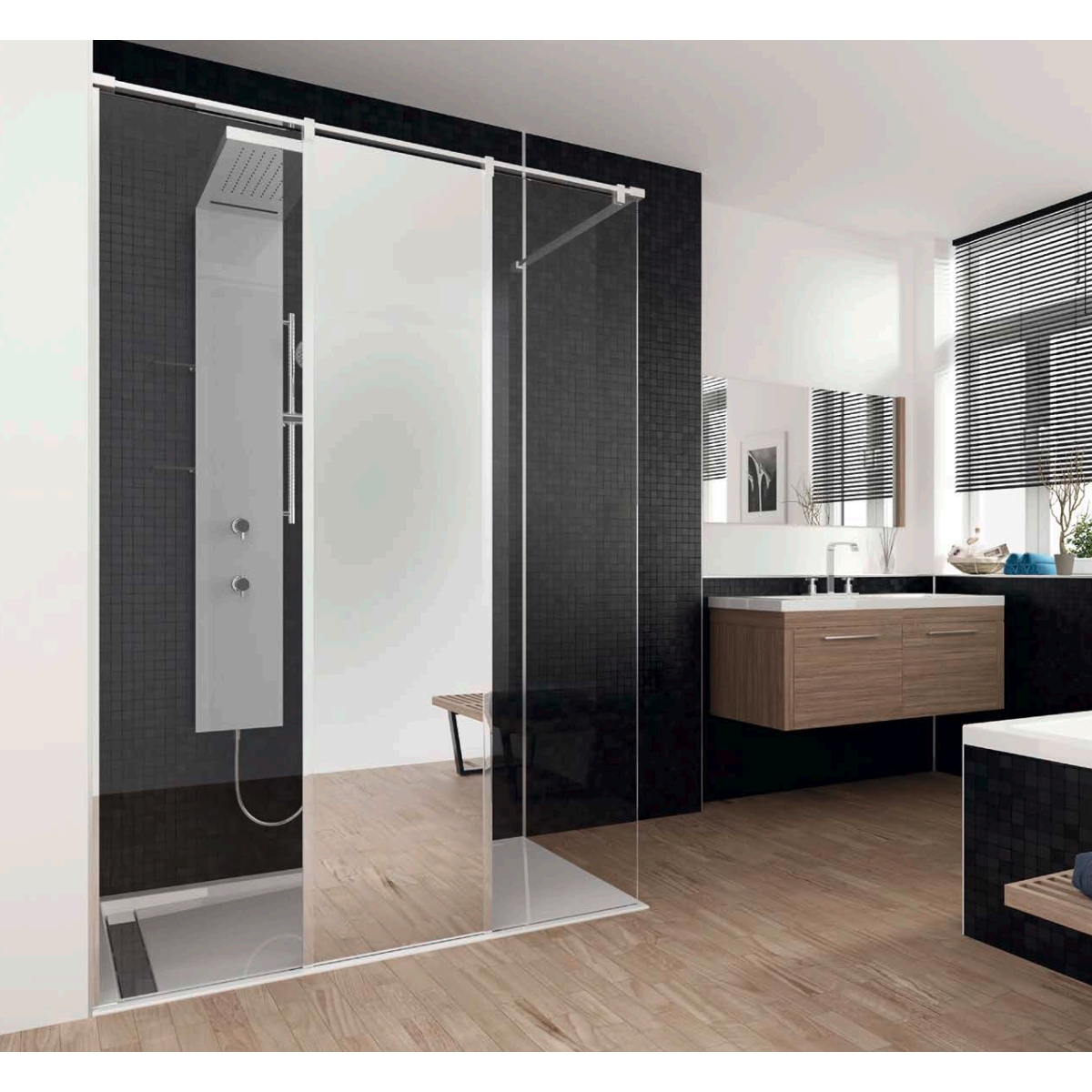 HSK Walk In Pro Concept 3 Elements Shower Panel 1200 x 2000mm